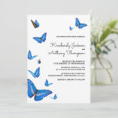 Mooie blauwe Butterflies Wedding Kaart (Staand voorkant)