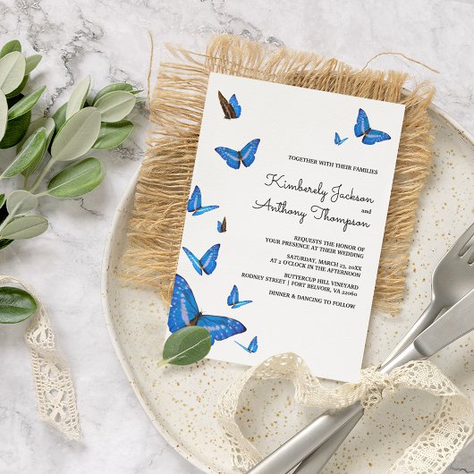 Mooie blauwe Butterflies Wedding Kaart