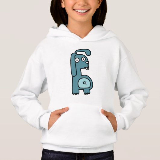 Mooie Blauwe Cartoon Geit Meisjes Pullover (Voorkant)