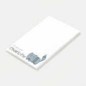 Mooie blauwe cartoon kat naam post-it® notes (Schuin)