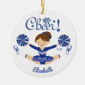 Mooie Blauwe Cheer Bruine Cheerleader Ornament (Voorkant)