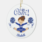 Mooie Blauwe Cheer Bruine Cheerleader Ornament (Links)