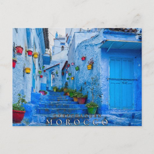 Mooie Blauwe Chefchaouen Marokkaanse Architectuur Briefkaart (Voorkant)