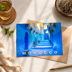 Mooie Blauwe Chefchaouen Marokkaanse Architectuur Briefkaart