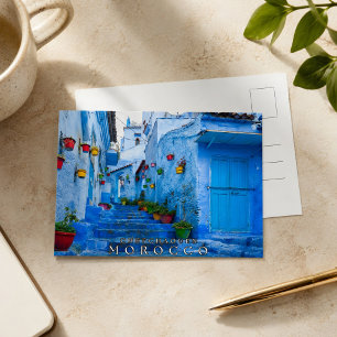 Mooie Blauwe Chefchaouen Marokkaanse Architectuur Briefkaart