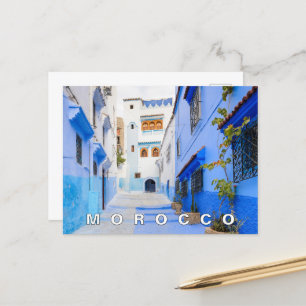 Mooie Blauwe Chefchaouen Marokkaanse Architectuur Briefkaart