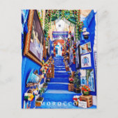 Mooie Blauwe Chefchaouen Marokkaanse Architectuur Briefkaart (Voorkant)