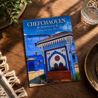 Mooie Blauwe Chefchaouen Marokko Medina Straten Briefkaart
