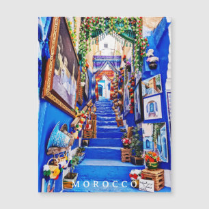 Mooie Blauwe Chefchaouen Medina Magnetische Kaart