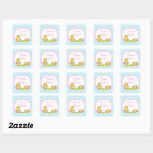 Mooie Blauwe Chevrons Pasen Kuiken Paaseieren Jach Vierkante Sticker (Vel)