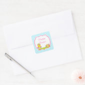Mooie Blauwe Chevrons Pasen Kuiken Paaseieren Jach Vierkante Sticker (Envelop)