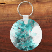 Mooie, blauwe, coole, afgekoelde bloemen bladeren sleutelhanger (Voorkant)