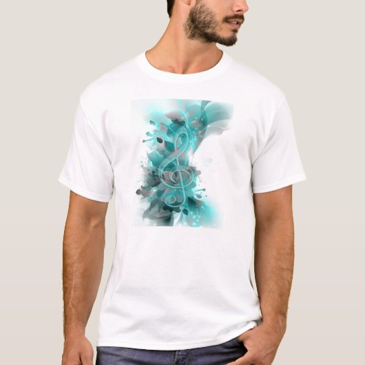 Mooie, blauwe, coole, afgekoelde bloemen bladeren t-shirt (Voorkant)