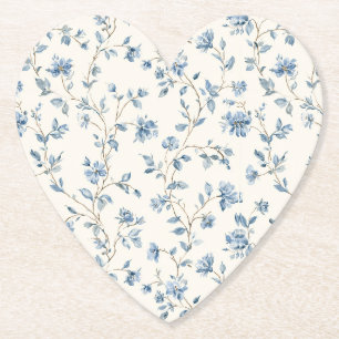 Mooie Blauwe Crème Bloemen Kartonnen Onderzetters