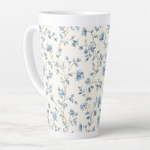 Mooie Blauwe Crème Bloemen Latte Mok