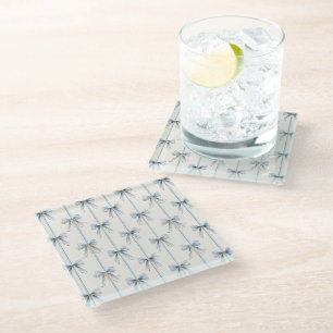 Mooie Blauwe Crème Strikken Glazen Onderzetter