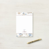 Mooie Blauwe Crème Tane Bruine Bloemen Post-it® Notes (Op bureau)