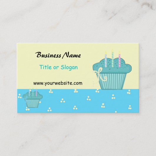 Mooie Blauwe Cupcake Ontwerp Visitekaartje (Voorkant)