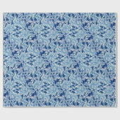 Mooie Blauwe Damast Cadeaupapier (Vlak)