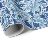 Mooie Blauwe Damast Cadeaupapier (Rol Hoek)