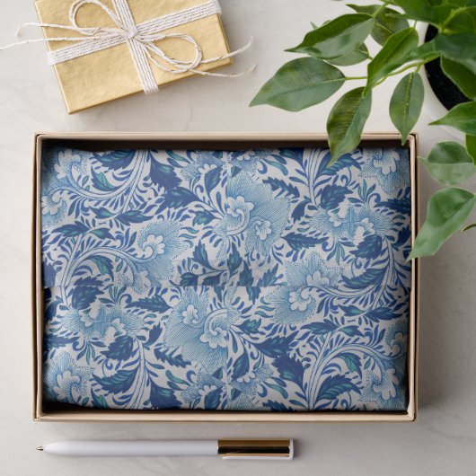 Mooie Blauwe Damast Tissuepapier (Geschenk)