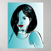 Mooie blauwe dame poster (Voorkant)