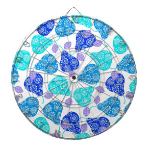 Mooie blauwe decoratieve perenpatroon dartbord