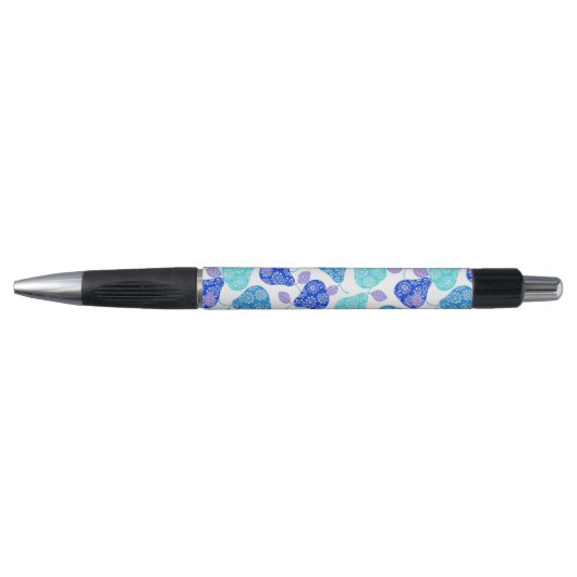 Mooie blauwe decoratieve perenpatroon pen (Voorkant)