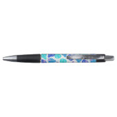 Mooie blauwe decoratieve perenpatroon pen (Achterkant)