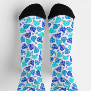 Mooie blauwe decoratieve perenpatroon sokken