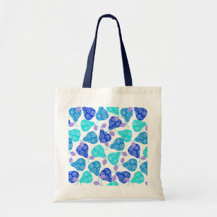 Mooie blauwe decoratieve perenpatroon tote bag