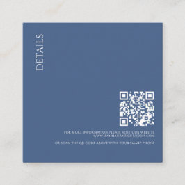 Mooie Blauwe Details met QR Code Bruiloft Informatiekaartje
