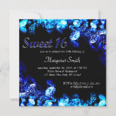 Mooie Blauwe Diamant Sweet 16 Uitnodigen Kaart (Voorkant)