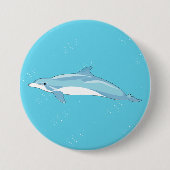 Mooie blauwe dolfijn in zee ronde button 7,6 cm (Voorkant)
