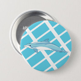 Mooie Blauwe Dolfijn Oceaan Illustratie Ronde Button 7,6 Cm