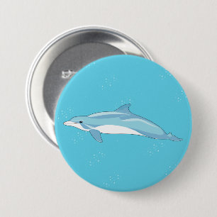 Mooie Blauwe Dolfijn Oceaan Illustratie Ronde Button 7,6 Cm