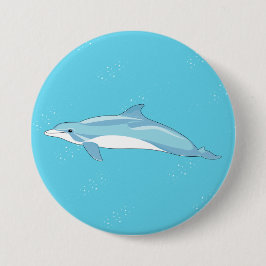 Mooie Blauwe Dolfijn Oceaan Illustratie Ronde Button 7,6 Cm