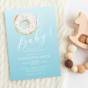 Mooie Blauwe Donut Baby Shower Uitnodiging