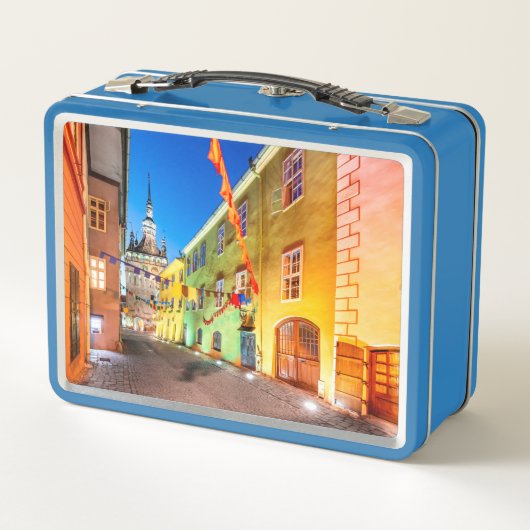 Mooie blauwe doos met Sighisoara (Achterkant)