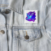 Mooie blauwe dove vierkante button 5,1 cm (In situ)