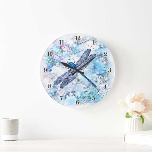 Mooie blauwe dragonfly grote klok (Huis)