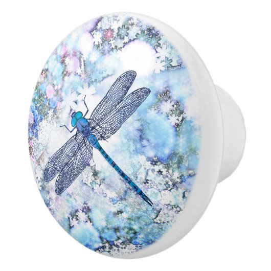 Mooie blauwe dragonfly keramische knop (Rechts)