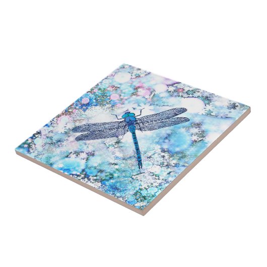 Mooie blauwe dragonfly tegeltje (Zijkant)