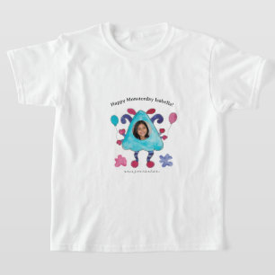 Mooie Blauwe Driehoek Monster Kinderen Verjaardag T-shirt