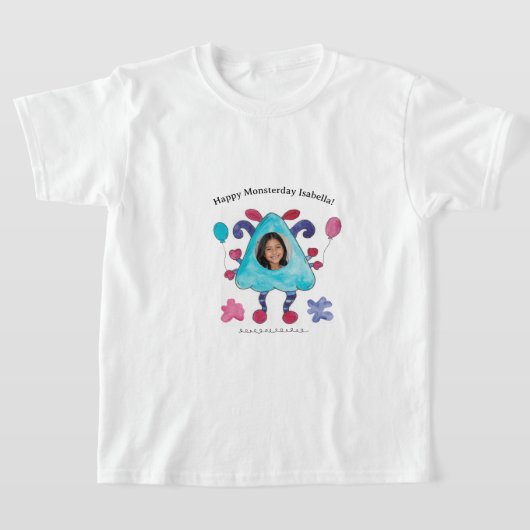 Mooie Blauwe Driehoek Monster Kinderen Verjaardag T-shirt (Laagn)