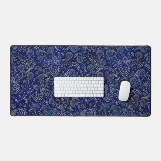 Mooie blauwe dromerige batik botanicals bureaumat (Keyboard & Muis)