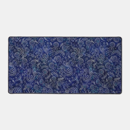 Mooie blauwe dromerige batik botanicals bureaumat (Voorkant)