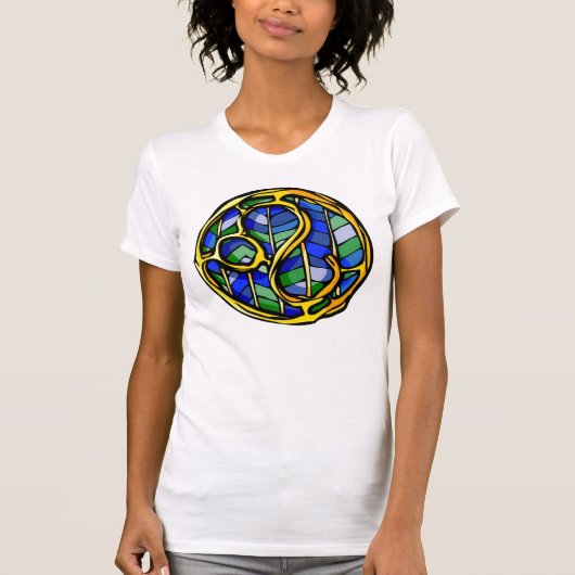 Mooie Blauwe Edelsteen Leo Symbool T-shirt (Voorkant)