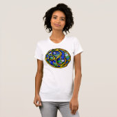 Mooie Blauwe Edelsteen Leo Symbool T-shirt (Voorkant volledig)