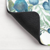 Mooie Blauwe Elegant Waterverf Floral Greenery Muismat (Hoek)